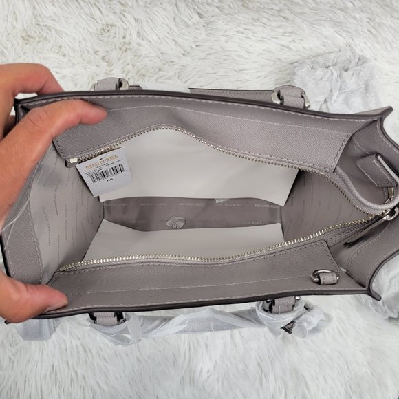 Wfp NewMichael Kors Women Pearl Gray Selby Medium Leather Satchel Tote Handbag - Picture 4 of 12